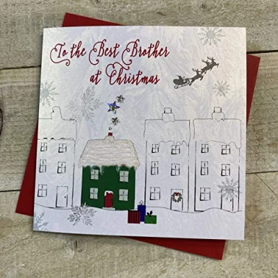 Image of WHITE COTTON CARDS BROTHER Handmade Christmas Card