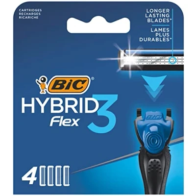 Image of BIC Hybrid 3 Flex Men&#039;s Razor Refills with Nano Tech Titanium Moveable Blades Box of 4 Cartridges