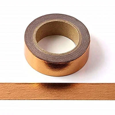 Image of Syntego Solid Foil Washi Tape Decorative Self Adhesive Masking 15mm x 10 Meters (Copper)