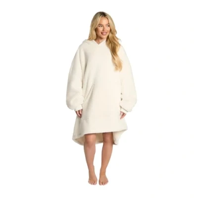 Image of Sienna Hoodie Blanket, Super Soft Sherpa Fleece Warm Comfy Cosy Oversized Wearable Blanket Giant Sweatshirt for Adults Girls Kids Big Pocket Gifts Women, Cream