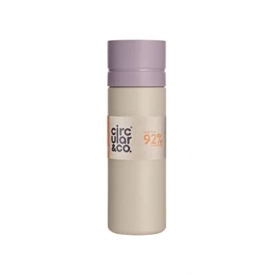 Image of Circular and Co Leakproof 600ml Reusable Water Bottle made from 92% Single Use Bottles (Chalk &amp; Purple Lid)