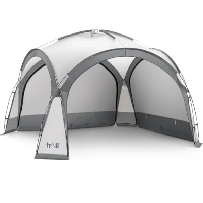 Image of Trail Gazebo with Zip Away Sides, Dome Event Shelter for Outdoor Camping Garden Festival, Waterproof 2000mm, UPF50+ UV Sun Protection, Travel Bag, 3.5m x 2.3m (Grey)