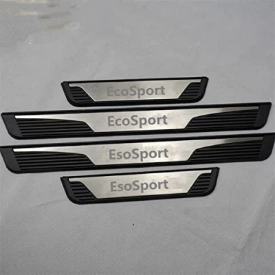 Image of 4pcs Car Door Sill Protector Strips Stainless Steel Threshold Protective Film Kick Plate Cover Sticker for Fo rd Ecosport 2013 2014 2015 2016 2017 2018 2019 Accessories,Silver