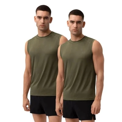 Image of DANISH ENDURANCE Gym Tank Top, Running Vest, Sleeveless, Muscle Fit, for Men, Olive, X Large