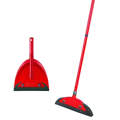 Image of Vileda 158735 Super Classic Broom with Triangular Handle and Duster Sweeping Set Red, 16 x 49 cm