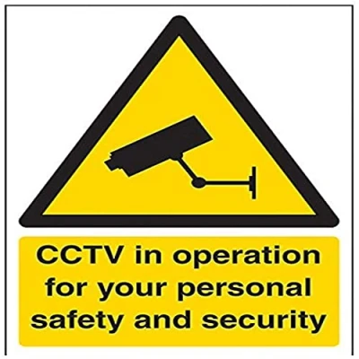 Image of V Safety 6E002AN S Security Notice, Cctv In Operation For Your Own Personal And Sign Portrait 150mm x 200mm Self Adhesive Vinyl, Black/Yellow