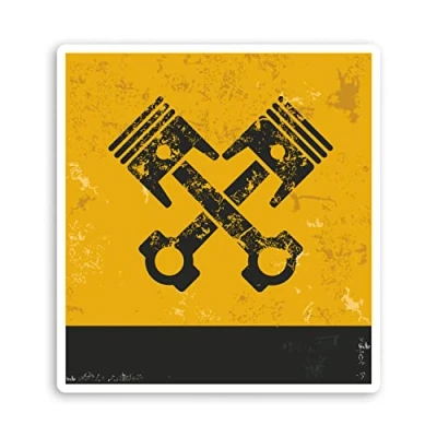 Image of 2 x 10cm Rustic Pistons Vinyl Stickers Car Racing Mechanic Sticker Decal Biker Helmet #70572