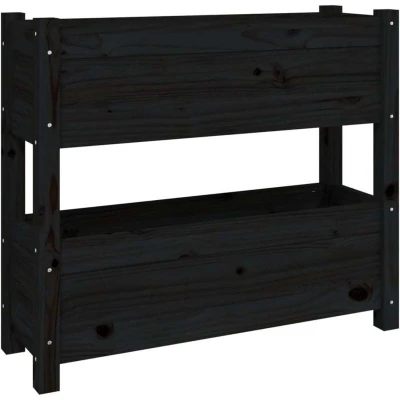 Image of vidaXL Planter Black 77x25x66 cm Solid Wood Pine