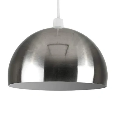 Image of Modern Brushed Chrome Metal Dome Ceiling Pendant Light Shade
