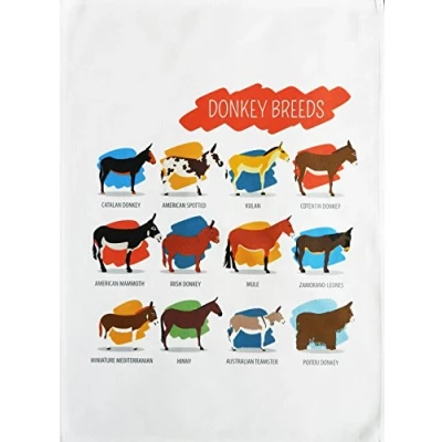 Image of Half a Donkey Breeds of Large Cotton Tea Towel