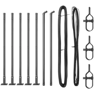 Image of vidaXL Fence Posts with Base Plates 7 pcs Ø32mm 50cm Galvanised Steel