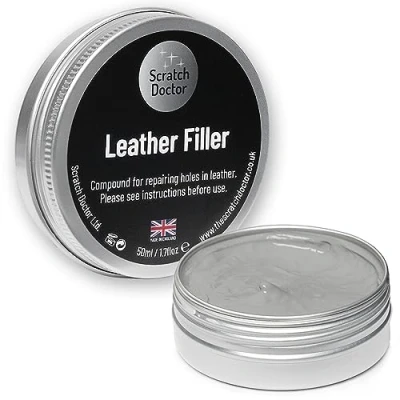 Image of Scratch Doctor Leather Filler Repair Compound Fill Holes Cracks Scratches Scuffs on Furniture Car Seats Shoes and Bags (Grey, 50ml)