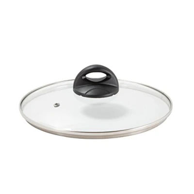 Image of Barazzoni 84913502403 Lid, 24 cm, in Glass and Steel for Linea Granitica, Black Salt