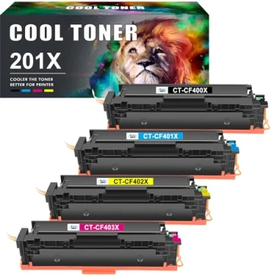 Image of Cool Toner Compatible for HP M277dw 201X 201A Color LaserJet Pro MFP M252dw M277n M277c6 M274n M252n CF400X CF401X CF402X CF403X (Black Cyan Yellow Magenta 4 Pack)