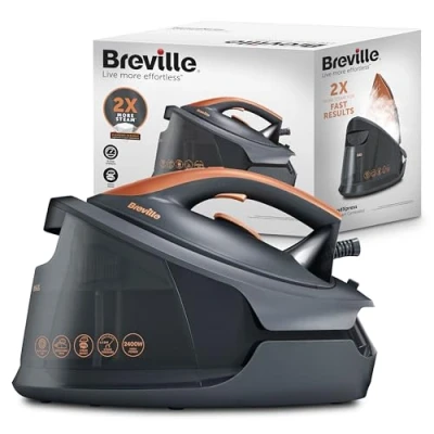 Image of Breville VIN445 Diamond Xpress 2400W Steam Generator Iron Grey &amp; Rose Gold
