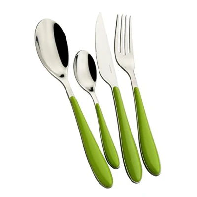 Image of BUGATTI Gioia Pomme Verte 24 Piece Alloy Steel Cutlery Set, Green