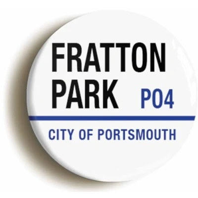 Image of Fratton Park City Of Portsmouth PO4 Road Sign Fridge Magnet (Circular 2inch / 50mm Diameter)