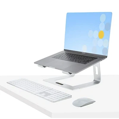 Image of StarTech.com Laptop STAND for Desk, Supports 5kg/11lb, Aluminum, Silver, Ergonomic Riser, Portable Holder, Computer Macbook Air/Pro, Dell XPS, Lenovo (LAPTOP SILVER)