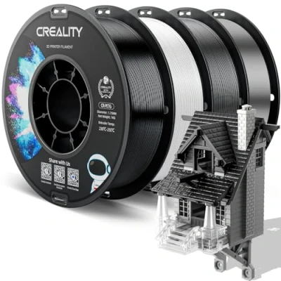 Image of Creality PETG Filament 1.75mm, 3D Printer 4KG(8.8lbs), Printing High Precision, Strong Toughness, Odorless, Better Flow, Dimensional Accuracy +/ 0.02 mm, Black+White+Grey+Clear