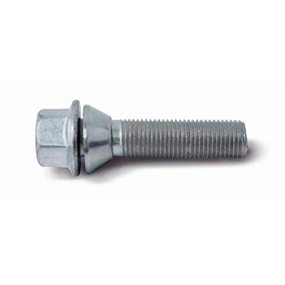 Image of H&amp;R 1455308 Wheel Bolt Taper Head with Movable Cone M14x1.50 Length 53mm (e.g. Compatible BMW, Volvo), Silber