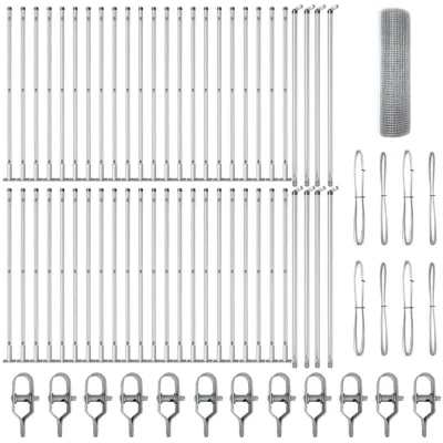 Image of vidaXL Welded Wire Fence with 13 Flanged Posts 0.5x100 m Galvanised Steel