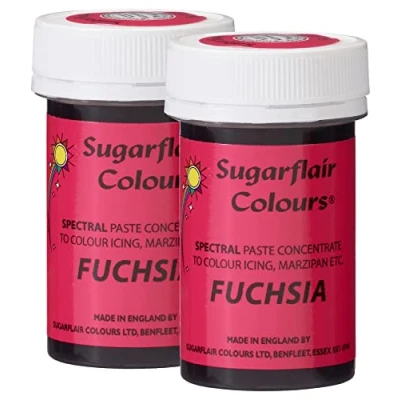 Image of Sugarflair Spectral Fuchsia Food Colouring Paste, Highly Concentrated for Use with Sugar Pastes, Buttercream, Royal Icing or Cake Mix, Vibrant Colour Dye 25g (Pack of 2)