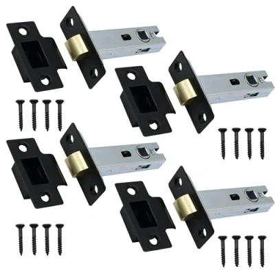 Image of Tubular Latches Mortice Door Latch Matt Black 3 Inch / 78mm Pack of 4