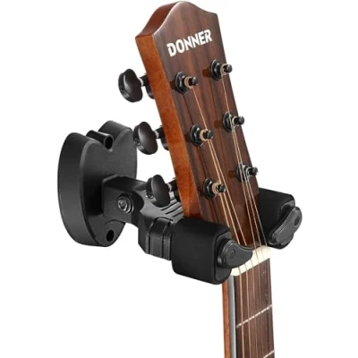 Image of Donner Guitar Wall Mount Auto Lock Hanger Hook Holder Stand For Bass Banjo Mandoline Black