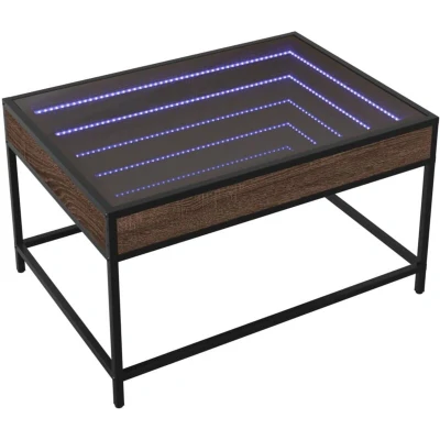 Image of vidaXL Coffee Table with Infinity LED Brown Oak 70x50x41 cm