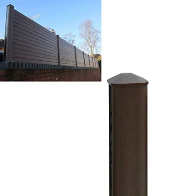Image of VP Plastic Fence Posts with Cap Eco Fencing Post for Composite &amp; Wooden Panels 2.4m (8&#039;) Walnut (ECOFPAN)