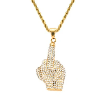 Image of Liitata Hip Hop Gold Necklace Middle Finger Pendant Rock Star Rapper Punk chain 80s 90s Costume Outfits for Women Men Masquerade Party Carnival Concert