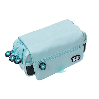 Image of Grafoplás School Case Three Compartments with Flap light Blue Bits &amp; Bobs Soft Colours 23 x 10 cm includes Time and Identification Zone, blue, 23x10x10cm,