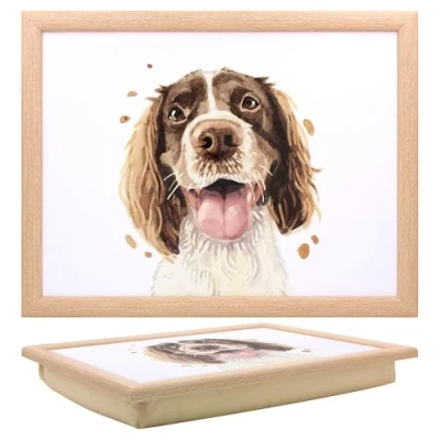 Image of Tamersgifts Cushioned Laptrays Lap Tray TV Dinner Bean Bag Padded Cushion Gift (Spaniel Laptray)