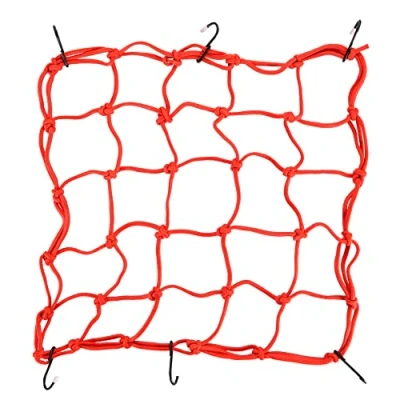 Image of GOOFIT Motorcycle Luggage Cargo Net Helmet 15&quot; With Hooks Elasticated Stretchable Replacement For Motorbike ATV Cars Trucks Red