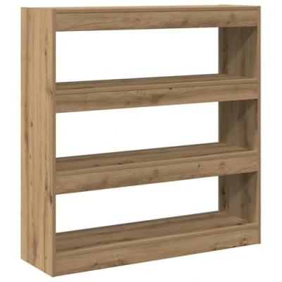 Image of vidaXL Artisan Oak Room Divider Bookshelf Engineered Wood, Stylish Rectangular Design with Ample Storage, Multi Purpose Use for Living Room, Study, Library Warm Brown Finish