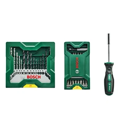 Image of Bosch Professional 25 + 15 1 Mini X Line Set Plus Handle (for Metal, Wood, Stone, Drill Accessories)