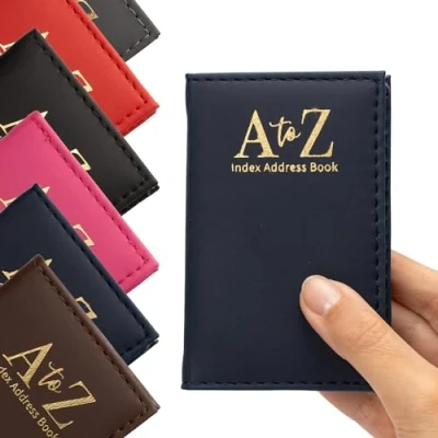 Image of Index Address Book Leather Look Cover Executive Padded Small Sizes Notebook A Z (Navy)