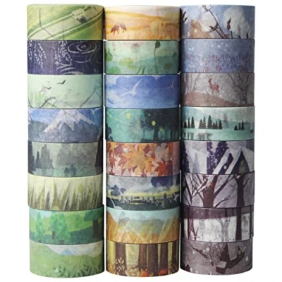 Image of UOOOM 24 Rolls Washi Tape Set Spring Summer Autumn Winter Theme Masking Sticker Adhesive for DIY Decoration Scrapbooking Craft Gift