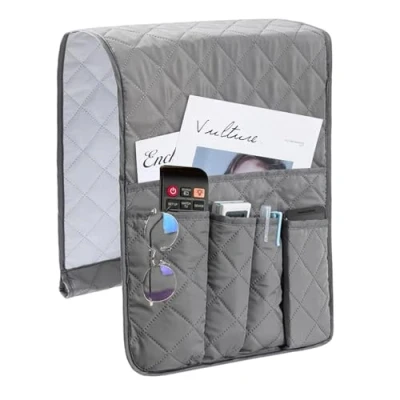 Image of Sofa Armrest Organizer, Anti Slip Caddy Pocket, Cloth Storage Pouch, Cabinet Space Saver Bag for Phones Books Magazines Glasses TV Remote Controls,Waterproof Control Cases(Grey)