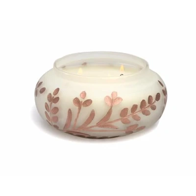 Image of Paddywax Holiday Candles Cypress &amp; Fir Frosted Glass Luxury Artisan Scented Candle, 397g, White/Copper