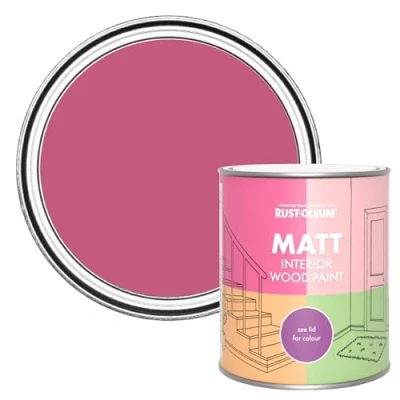 Image of Rust Oleum Pink Interior Wood Paint in Matt Finish Raspberry Ripple 750ml
