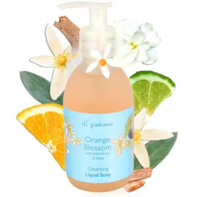 Image of Di Palomo Orange Blossom &amp; Honey Liquid Soap 240ml. Luxury Hand Wash, Dispenser. Skin Care Antibacterial Soap. Handwash Gifts for Women. Italian