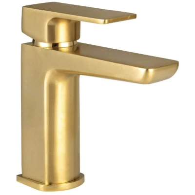 Image of Muro Mono Basin Mixer Tap with Waste Brushed Brass Orbit