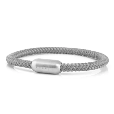 Image of Akitsune Silva Nylon Bracelet 5mm Diameter Link Bangle Trinket Women Stainless Steel Magnetic Closure Matte Silver Grey 19,50cm