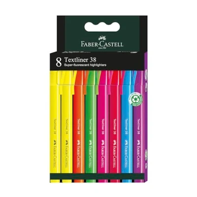 Image of Faber Castell Highlighter 38 Neon Colours Pack of 8
