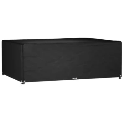 Image of vidaXL Rectangular Garden Furniture Cover with Eyelets, Water Resistant and UV Polyethylene Patio Protection, Black, 240x180x80 cm, Lightweight Foldable for Easy Storage