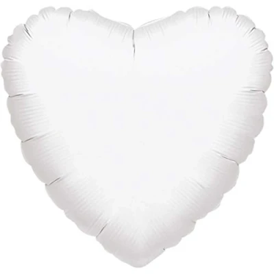 Image of Amscan Anagram 1059501 Metallic White Foil Heart Balloon 18 Inch
