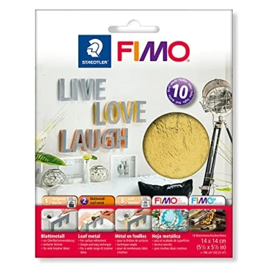 Image of STAEDTLER 8781 11 FIMO Metallic Leaf Metal for Polymer Modelling Clay Decorating Gold (Pack of 10 Sheets)