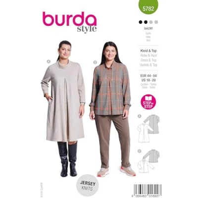 Image of Burda Style Sewing Pattern Women&#039;s A Line Dress and Jumper Sizes 16 28