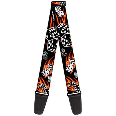 Image of Guitar Strap Flaming Dice 2 Inches Wide